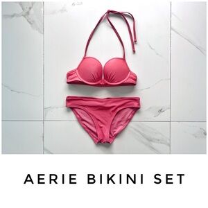 ❌Aerie bikini set top 34b bottom Small pink❌